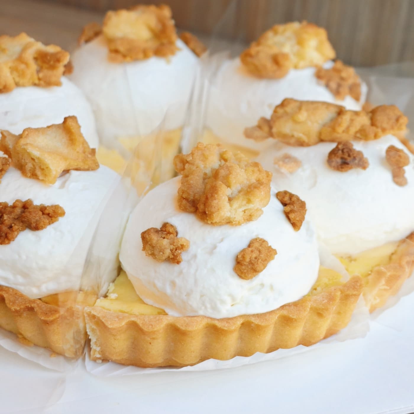 Corn cream cheese tart, up close